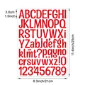 Red 1.5-inch waterproof alphabet letter and number sticker sheet for gift decoration - Red