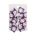 Navy blue baseball print hair bow clips set on card display for sports fans - Baseball-Blue
