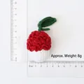 Handmade crochet lychee keychain charm with green leaf and white inner detail, 5.5cm size - Combed Cotton Knitted Lychee