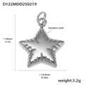 Silver stainless steel star pendant with grooved texture 18x14.4mm size variant - D122-Steel Pentagram