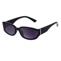 Fashionable sunglasses with black frame, purple gradient lenses and gold hinge accents - Bright Black / Gradient Gray