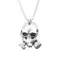 Punk style stainless steel skull gas mask pendant with vintage silver box chain necklace - Pendant Only (No Chain) / Steel Color (D0804)
