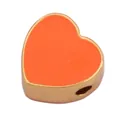 DIY orange heart-shaped enamel bead with gold metal border for bracelet making - Heart-Fluorescent Orange