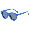 Runde blaue Kindersonnenbrille mit dunkelgrauen Gläsern für UV-Schutz und Styling - Königsblauer Rahmen Graue Gläser