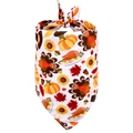 Thanksgiving dog bandana with turkey, pumpkin, and autumn leaf patterns on white background - S / Turkey Pumpkin