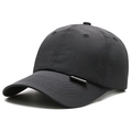 Casquette de sport noire séchage rapide avec étiquette en cuir et haut souple respirant - Réglable / gris foncé