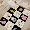 Absorbent bathroom mat with black and white grid patterns and cute cartoon animals - 40*60cm (Normal Diatomite) / Animals D