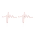 Minimalist heartbeat stainless steel stud earrings in rose gold finish on white background - 086 ECG / Rose Gold
