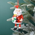 Polymer clay Santa Claus ornament with candy cane and red string for Christmas tree decor - Santa Claus / 6*14cm