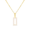 Elegante collana in argento sterling S925 dorato con ciondolo rettangolare in perle - Argento 925 / Oro 18K
