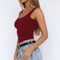 Chic burgundy Y2K style ribbed tank top with button front detail and slim fit - 2XL / Burgundy