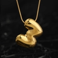 Golden number 3 bubble pendant on sleek snake chain with polished mirror finish - Gold (M) (Large)
