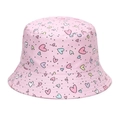 Pink kids bucket hat with colorful heart patterns and black polka dots in soft cotton - 51-52CM(2-4 Years Old) / Pink Heart 2