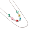 Collana a doppio strato dorata Evil Eye con ciondoli in smalto colorato su catena - Colore Acciaio (KN119392-Z)