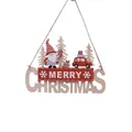 Wooden Merry Christmas hanging ornament with Santa, red gift car and rustic twine - Type 3 (Merry Christmas Christmas Car Design)