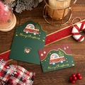 3D Pop-up Christmas card featuring Santa in a vintage truck with a green envelope - Santa Delivering Gifts【Green & Red】