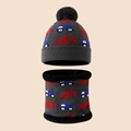Set cappello e scaldacollo invernale per bambini con motivo scavatrice grigio scuro - Grigio