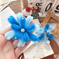 Handmade blue chenille bow brooch with pearls for Christmas gift and winter fashion - Dark Blue Fireworks Fridge Magnet / One Size