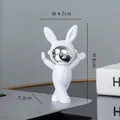 Minimalist white rabbit astronaut statue with silver helmet, 8cm height decor piece - No.3 Space Rabbit Silver Model B / 4.7x8x3cm