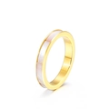 Anillo de acero de titanio de 3mm con acabado dorado e incrustación de nácar de lado - US 6 / Dorado