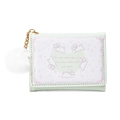 Cute light green tri-fold wallet for women with white rabbits and soft plush ball - Green