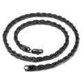 Collana classica a corda nera in acciaio inossidabile con una chiusura a moschettone - 6mm di spessore / 50cm di lunghezza / Nero