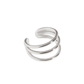 Minimalist S925 sterling silver triple-layer geometric ear cuff for women in bright silver - Es008_silver / 925 Silver