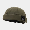 Detail of olive green miki hat canvas texture with heart patch and metal eyelets - Adjustable / Double Heart Army Green