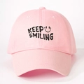 Berretto da baseball in cotone rosa con stampa Keep Smiling e visiera curva per protezione - Taglia unica / Rosa