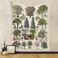Arazzo vintage con alberi ornamentali appeso a una parete di beige strutturato - 100X150CM/Peluche Corto / GT220908