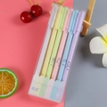 Set of 6 Morandi color retractable pens with cute weather patterns in a clear box - Mixed Color Series / 6Pcs/Set