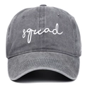 Dark grey washed denim baseball cap with white SQUAD embroidery in a vintage style - Adjustable / Gray