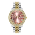Dettaglio di un orologio bicolore di lusso con quadrante rosa romano e diamanti - Cassa Oro Quadrante Rosa