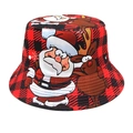 Chapeau bob de Noël avec motif à carreaux rouges et noirs, imprimés Père Noël et renne - M (56-58cm) / Personnages Festifs à Carreaux Rouges et Noirs (12#)