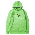 Light green hoodie with Merry Christmas print and festive holly berry graphic - S / Fruit Green