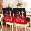 Christmas chair back covers with star pattern and Joy to the World text in red and black - Red Black Starry Style (YT05-23)