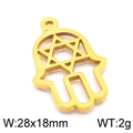 Golden hollow Hamsa Hand pendant with Star of David, 28x18mm stainless steel DIY charm - 28*18mm / Gold