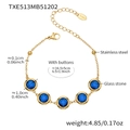 Gold stainless steel bracelet featuring five round blue glass stones and adjustable chain - Bracelet Only / Gold-Blue