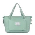 Mint green foldable large capacity sports travel bag with front zip pocket detail - Upgraded Foldable Green