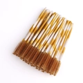 Disposable eyelash brushes with brown nylon bristles and amber marble effect handle - 50 Pcs/Pack / Brown