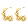 Orecchini vintage placcati in oro a forma di C con perline metalliche lucide - Perle Sfumate Forma a C / Perle Tonde Dorate