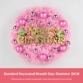 30 cm rosa Weihnachtskranz mit goldenem Merry Christmas Schild und Deko für die Tür - Standard Dekoration / 30cm / Ohne Licht