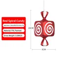 Red square candy Christmas ornament with white spiral texture and PVC finish, 20cm height - 20CM Red White Spiral Candy