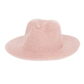 Sombrero fedora clásico de paja tejida rosa claro con ala ancha para el sol de verano - Rosa Claro