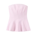 Pink off-the-shoulder tube top with ruffled hem and micro-textured fabric finish - Pink