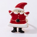 Close-up of Santa Claus enamel ring with red and gold alloy details for Christmas - Cartoon Santa Claus