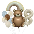 Detail of teddy bear and number 8 foil balloon set with morandi rainbow party decor - Matte Teddy Bear Set 8