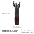 Detailed size chart for the 100cm Halloween hanging ghost prop with bloody robe - White Hair Green Robe