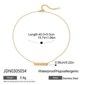 Detail of 18K gold stainless steel heart necklace showing dimensions and material features - Hollow Heart Bar(JDN0305054)