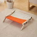 Solid wood cat window perch with orange and beige canvas hammock hanging bed - Upgraded Style D-Hanging/Standing / Grey Orange Gradient